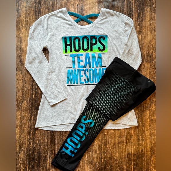 Gray and Black 'Hoops Team Awesome'  Justice Outfit size 8/10 - Picture 1 of 4